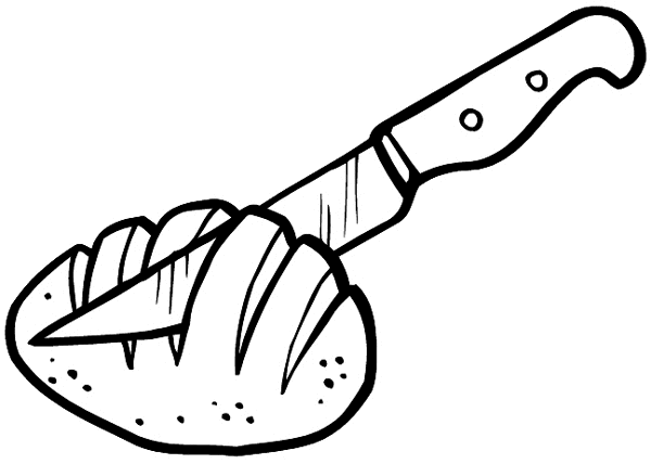 Knife slicing bread vinyl sticker. Customize on line. Food Meals Drinks 040-0507